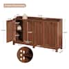 BYBLIGHT Ahlivia Brown Wood 57 in. Buffet Cabinet Long Sideboard Cabinet with Adjustable Shelves BB-JW0983-SJH