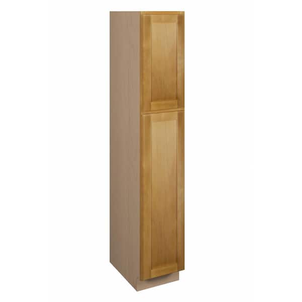 Aberdeen Recessed 15 in. W x 84 in. H x 24 in. D in Caramel Plywood Assembled Pantry Cabinet