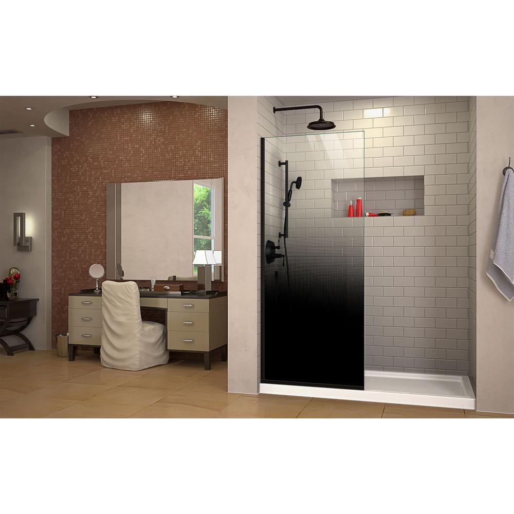 Linea Ombre 34" W x 72" H Frameless Black Frosted Glass Shower Screen