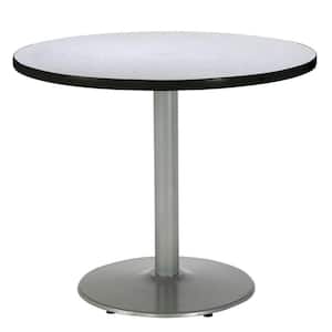 Mode 30 in. Round Grey Wood Laminate Dining Table with Silver Round Steel Frame (Seats 2)