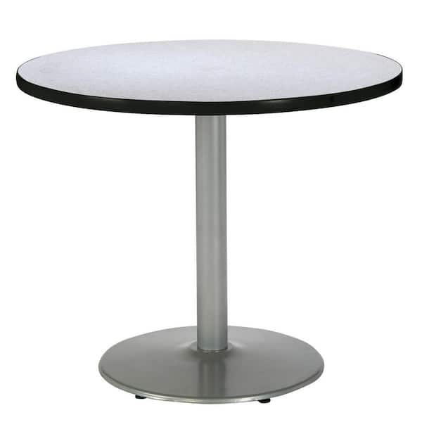 Unbranded Mode 30 in. Round Grey Wood Laminate Dining Table with Silver Round Steel Frame (Seats 2)