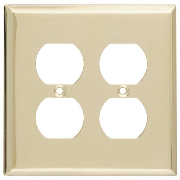 Stanley-National Hardware Metallic 2-Gang Duplex Outlet Wall Plate (1-Pack)