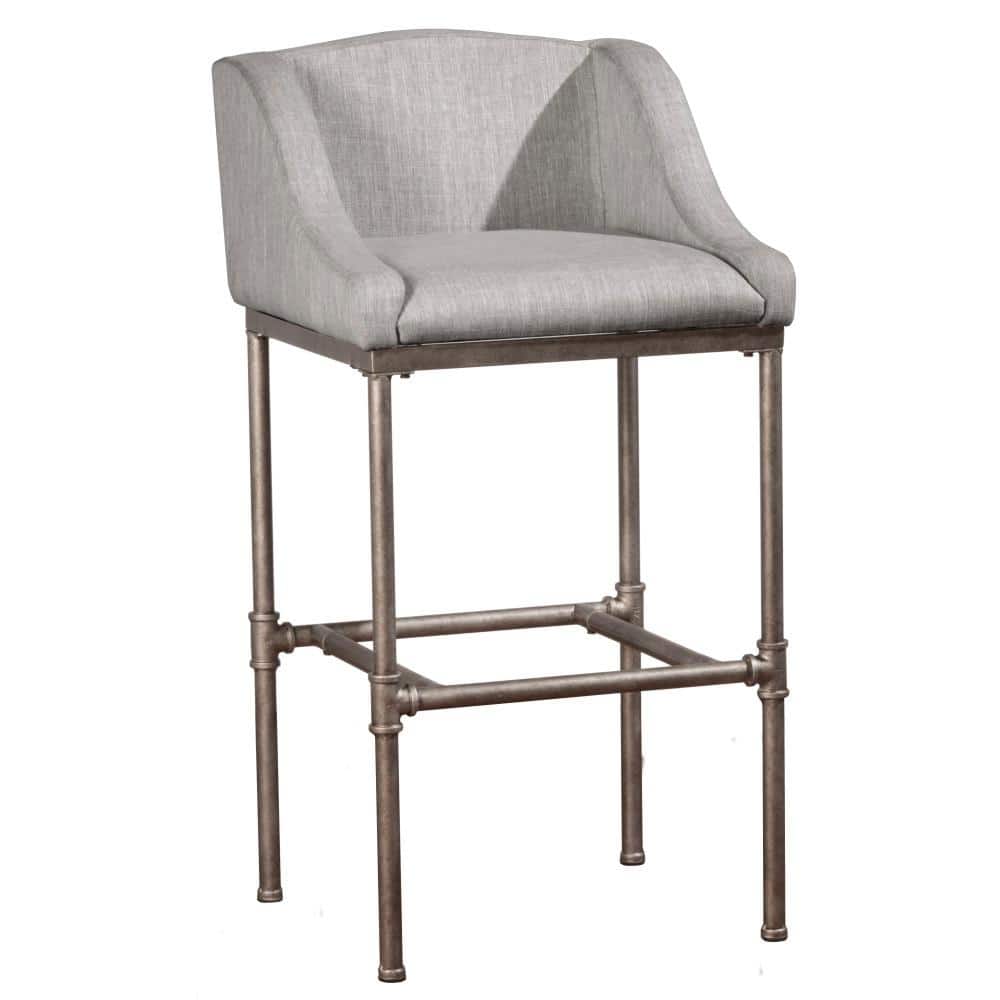Dillon 26" Gray Upholstered Wingback Metal Counter Stool