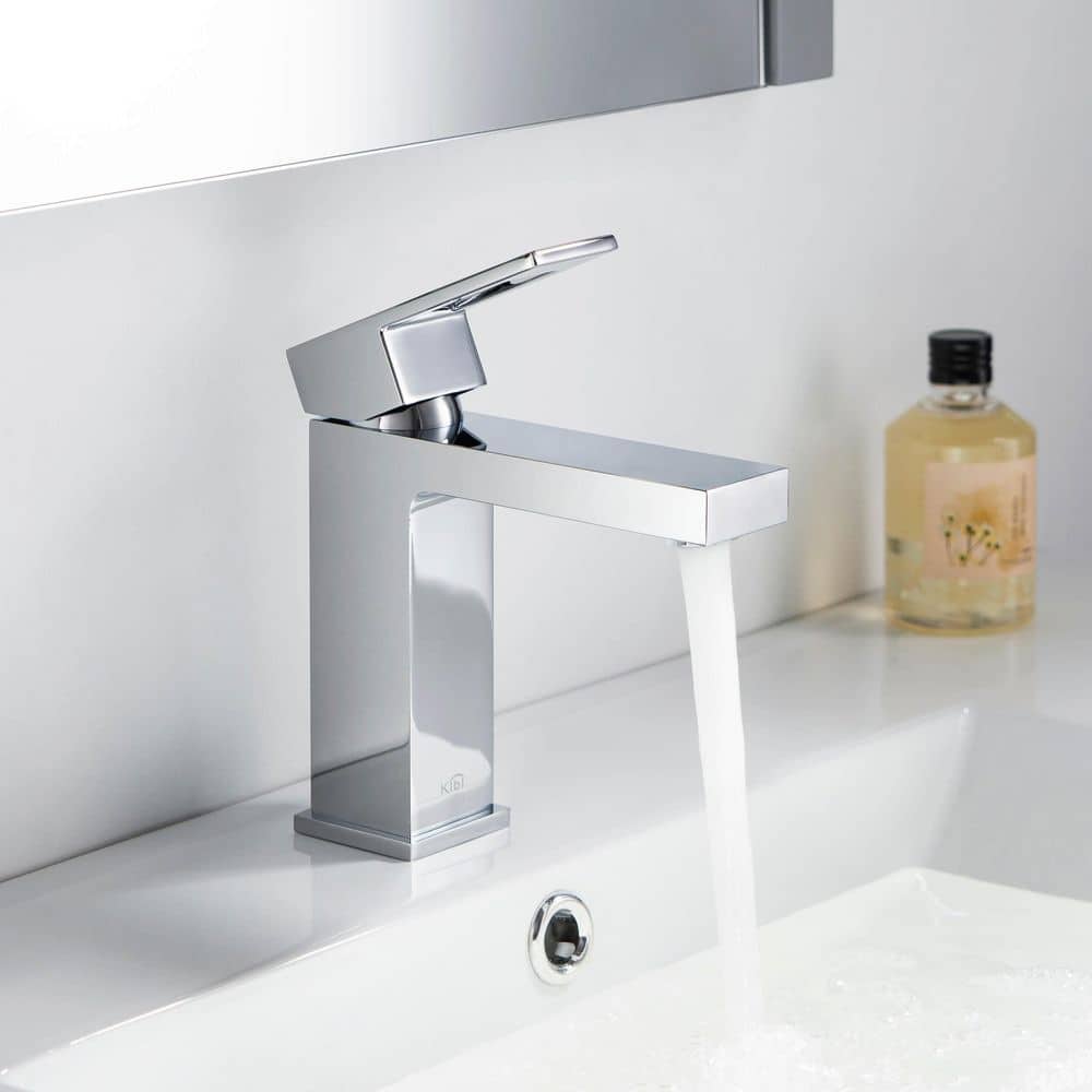 Cube Single-Hole Chrome Single-Handle Modern Bathroom Faucet