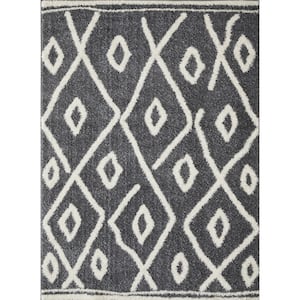 Vemoa Avonako Blue 6 ft. 7 in. x 9 ft. 2 in. Geometric Polyester Area Rug