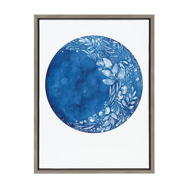 Kate and Laurel Sylvie Waxing Moon by CreativeIngrid Set of 1 Framed Canvas Moons Astronomy Art Print 24 in. x 18 in.