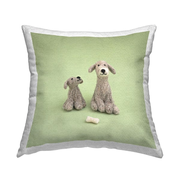 Stupell Industries Green Smiling Puppies Animals Green Square Outdoor Throw Pillow