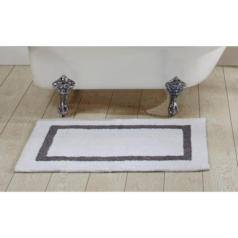 Better Trends Hotel Collection White/Gray 24" x 40" 100% Cotton Bath Rug