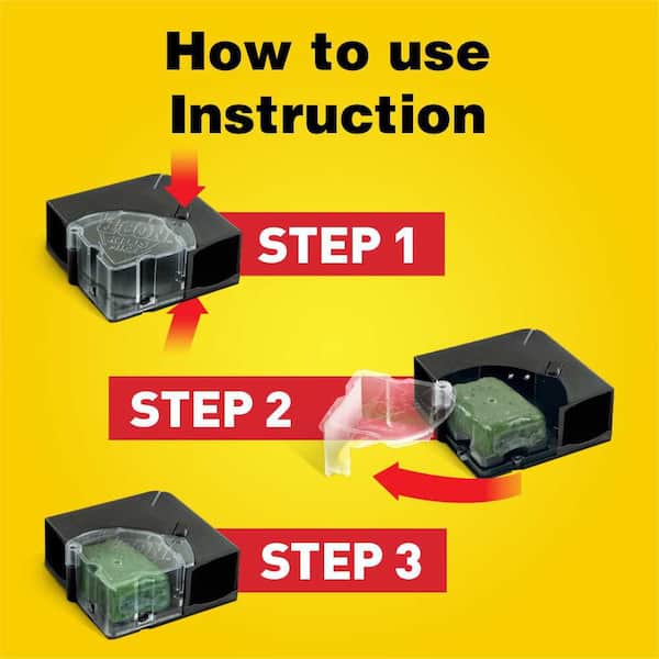 Refillable Corner Fit Mouse Bait Station, 1 Trap + 6 Baits