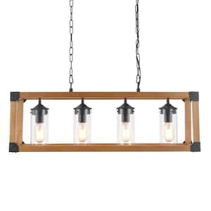 Madison 4-Light Brown/Black Dimmable Kitchen Island Square/Rectangle Chandelier