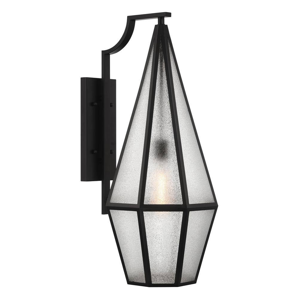 Matte Black Art Glass Outdoor Wall Lantern