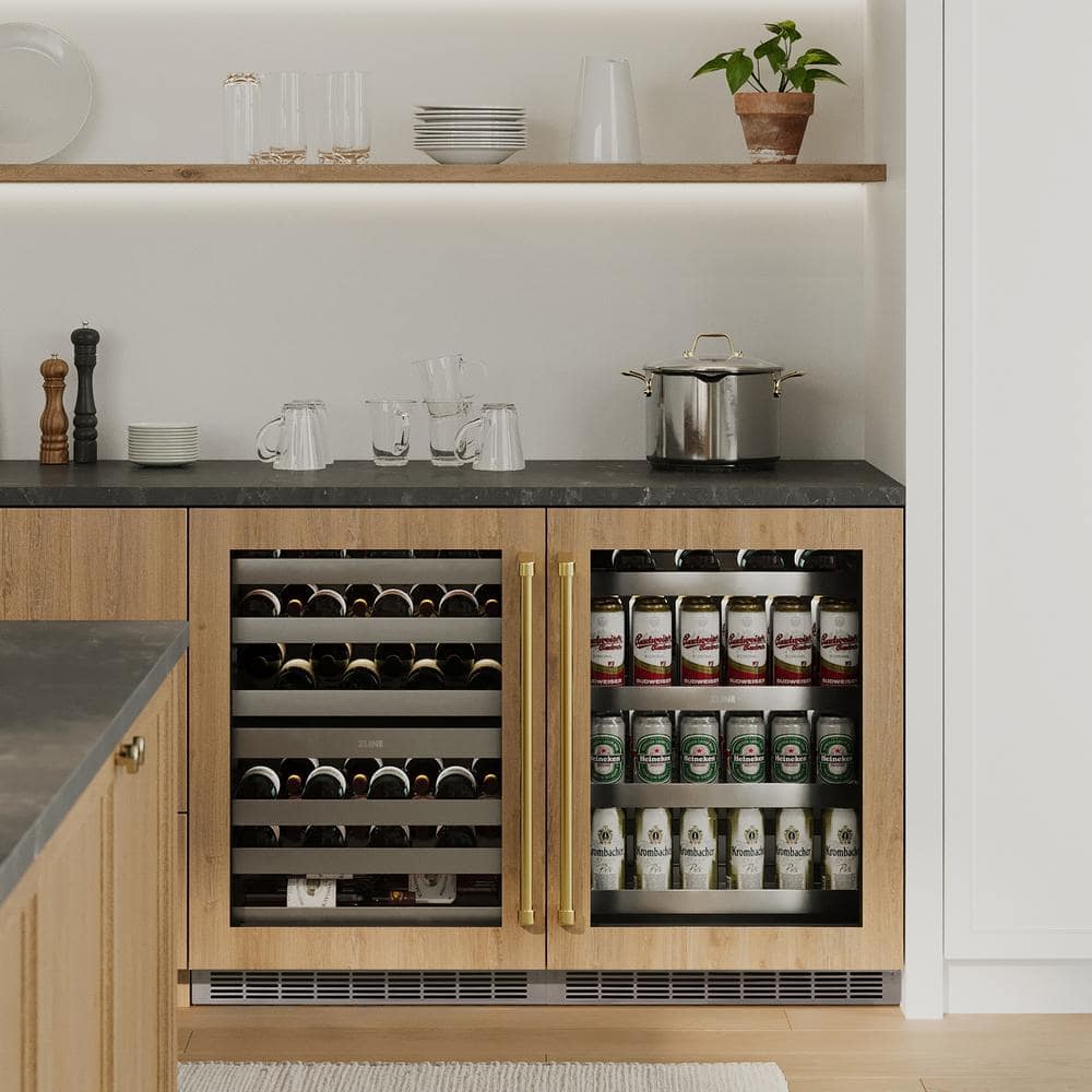 24-Inch Dual Zone Wine Cooler with Champagne Bronze Handle