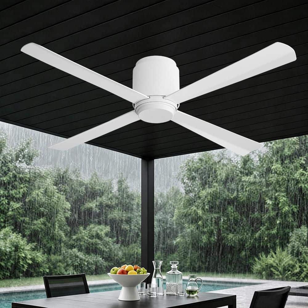 54 in. 4 ABS Blades Indoor Flush Mount Standard Dc Motor Ceiling Fan with Remote, White price history on PriceWatchPro
