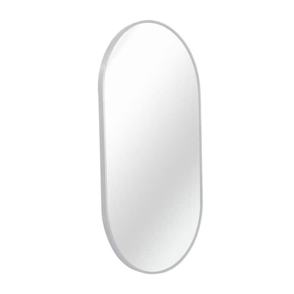 Nestfair 20 in. W x 33 in. H Oval Shaped Framed Wall Bathroom Vanity Mirror in Silver