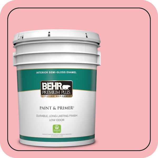 BEHR PREMIUM PLUS 5 gal. #130A-3 Ballerina Pink Semi-Gloss Enamel Low Odor Interior Paint & Primer