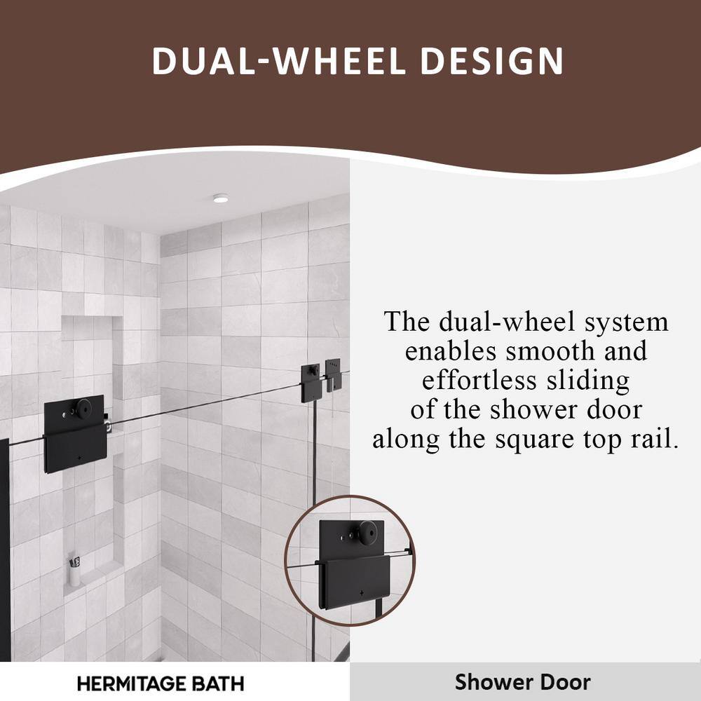 Nepti Matte Black Semi-Frameless Sliding Shower Door with Clear Glass