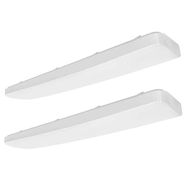 48 in. x 10.23 in. 300-Watt Equivalence Integrated LED Flush Mount Light 4800 Lumen 4000K with White Acrylic Shade