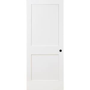 30 in. x 80 in. 2 Panel Squaretop Single Bore Solid Core White Primed Wood Interior Door Slab