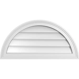 28 in. x 14 in. Half Round Surface Mount PVC Gable Vent: Decorative with Brickmould Frame