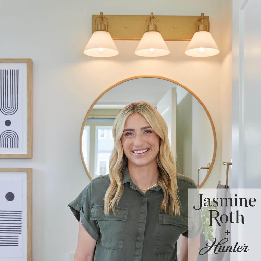 Luxe Gold 27.25" Dimmable 3-Light Vanity with White Glass Shades