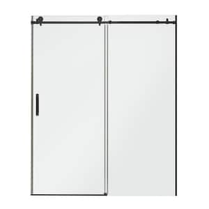 56- 60 in. x 74 in. 2-Panel Matte Black Finished Glass Shower Sliding Doors