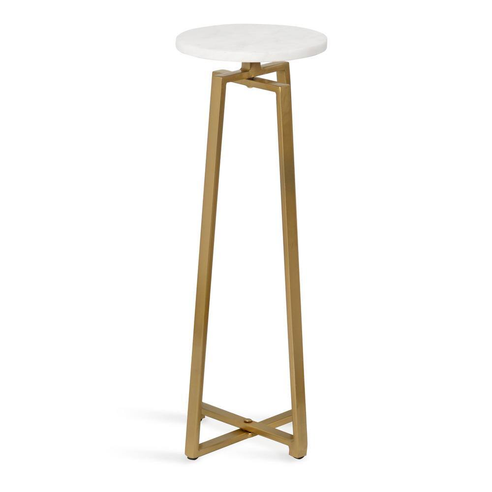 White Marble and Gold Metal Round Drink Table