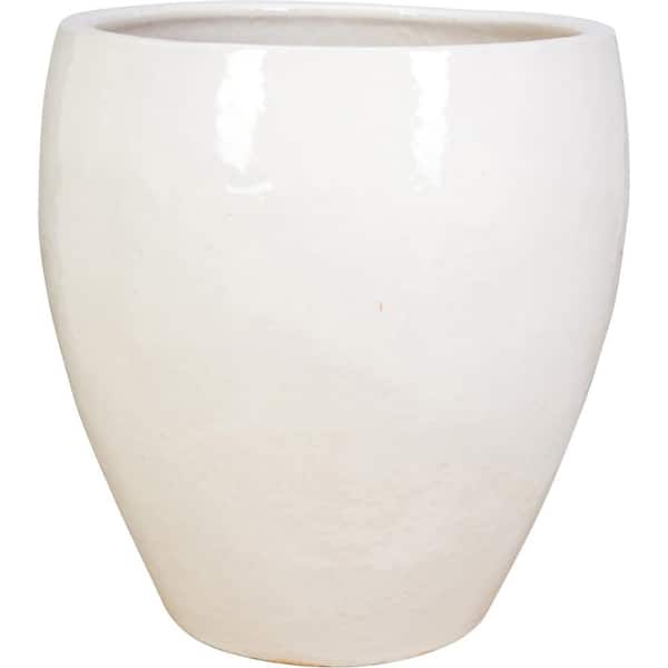 Unbranded 18 in. White Ceramic Top Cut Planter