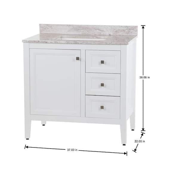 Darcy 37 in. Single Sink White Bath Vanity with Winter Mist Cultured Marble Top (Assembled)