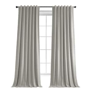 Pewter Gray Lounge Embossed Velvet Curtains 50 in. W x 120 in. L Rod Pocket Room Darkening Curtain (Single Panel)