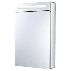 20 in. x 30 in. Stainless Steel Recessed or Surface Wall Mount Medicine Cabinet with LED Lighting Left Hinge