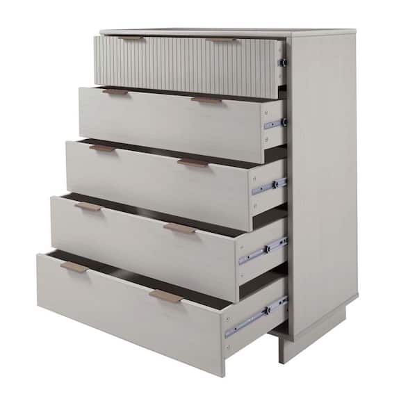 Manhattan Comfort Granville Light Grey 5-Drawer 37.8 in. W