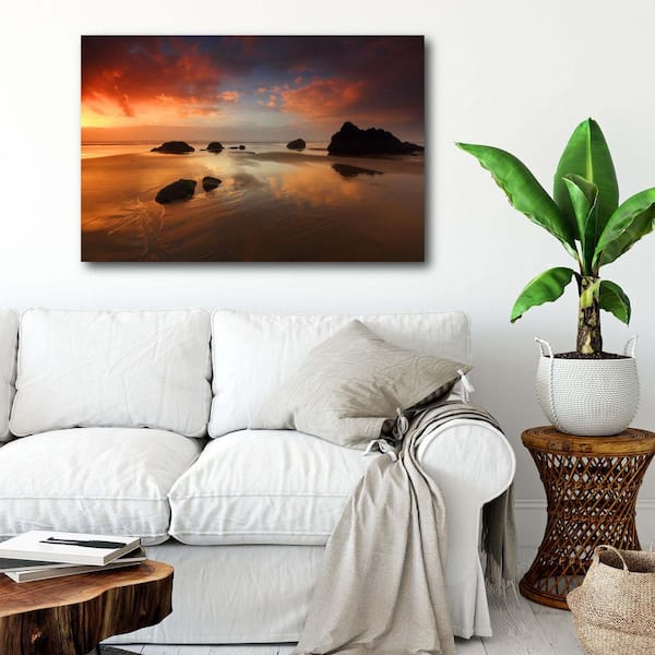 Courtside Market Sunset Cannon Beach 24 in. x 36 in. Gallery-Wrapped Canvas Wall Art, Multi Color