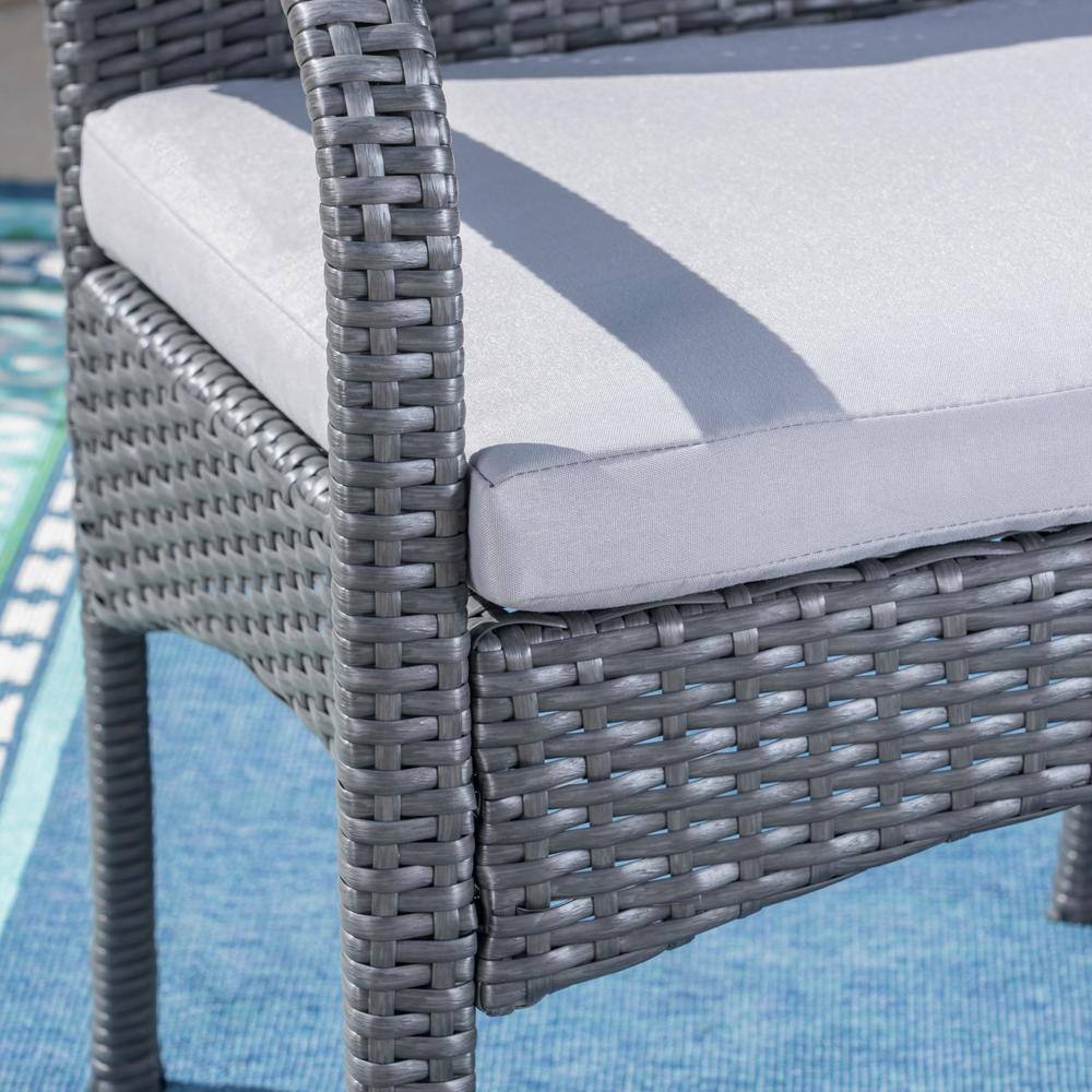Gray Iron and Wicker 5-Piece Outdoor Dining Set with Cushions