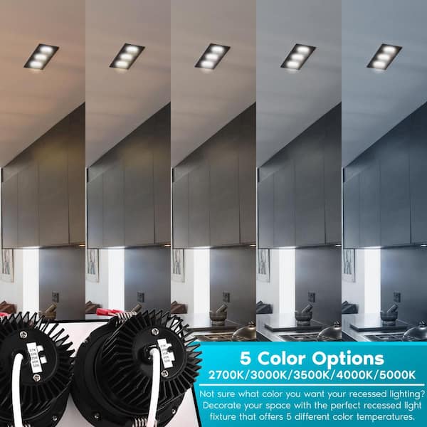 LUXRITE 11 in. Canless Head Adjustable LED Recessed Lights 36W Color  Selectable Dimmable Integrated LED Kit Black 1-Pack LR32186-1PK The Home  Depot