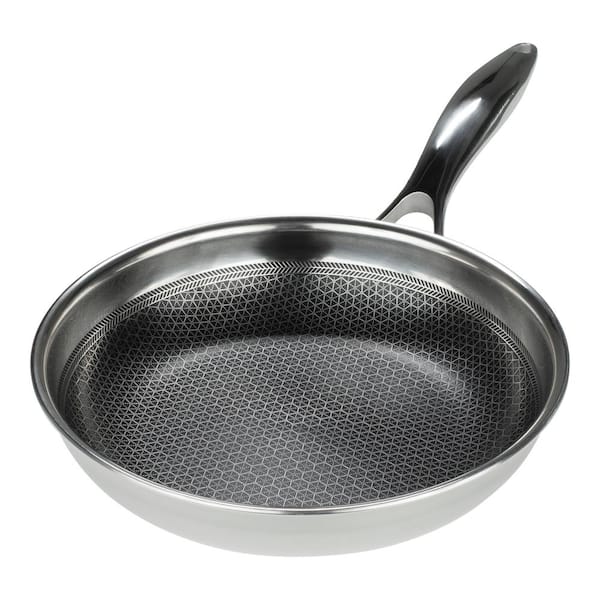 HexClad 14 inch Hybrid Stainless Steel Frying Pan with Lid, Black