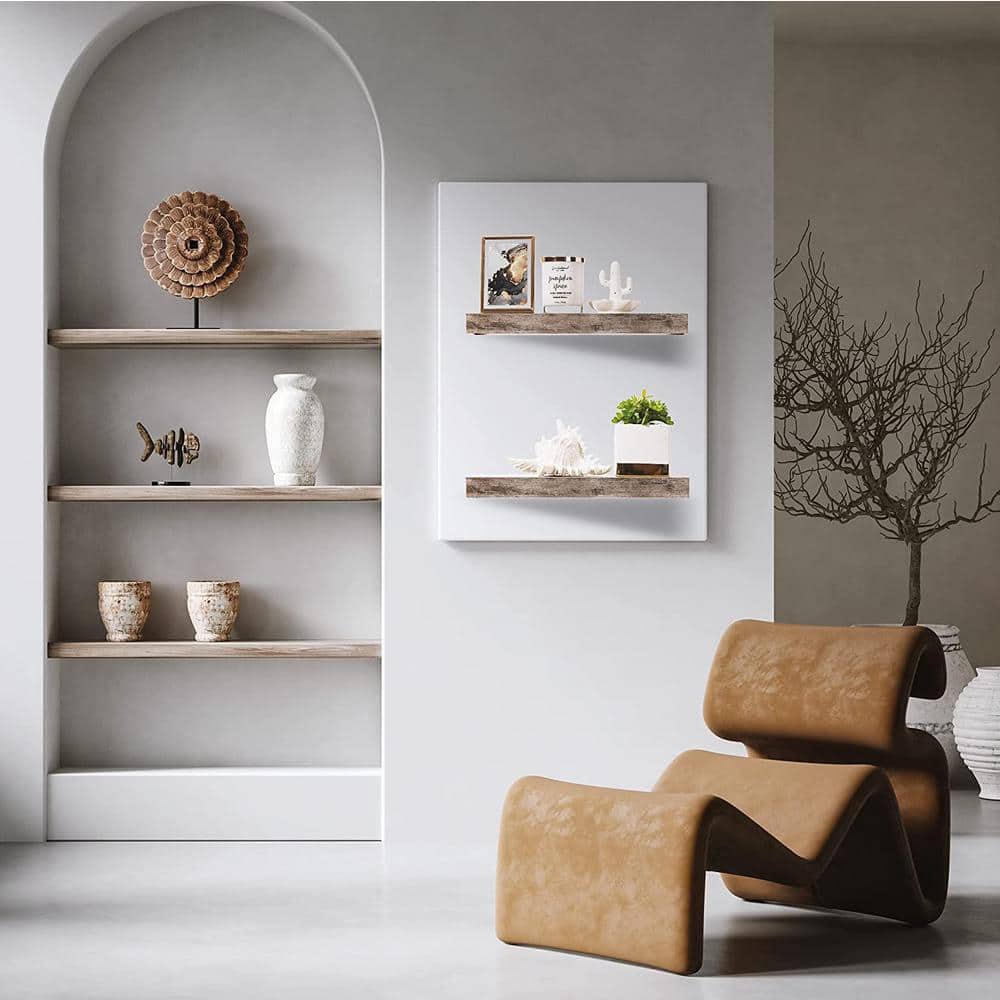 Gray Rectangular Floating Mantel Wall Shelf, 17.5"