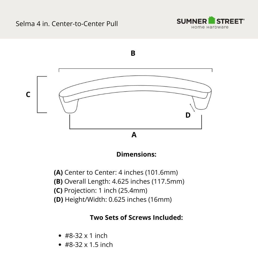 Selma 4-inch Oil Rubbed Bronze Arch Bar Pull with Mounting Hardware