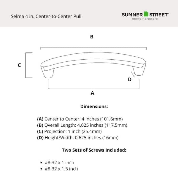 4 in. Satin Nickel Rigid Center-to-Center Pull 4 in. Satin Nickel Rigid Center-to-Center Pull
