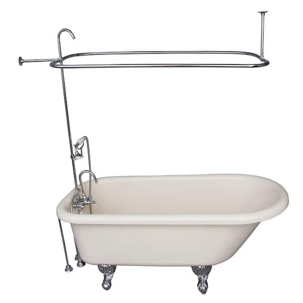 Barclay Products 5 ft. Acrylic Ball and Claw Feet Roll Top Tub in Bisque with Polished Chrome Accessories