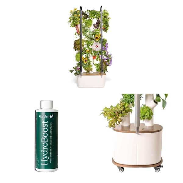 Hydroponics Growing System Kit, 250ml Hydroboost Cleaner, and Rolling Cart Combo