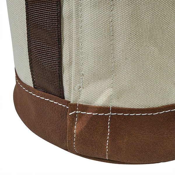 Canvas Bucket with Leather Bottom, 12-Inch - 5104