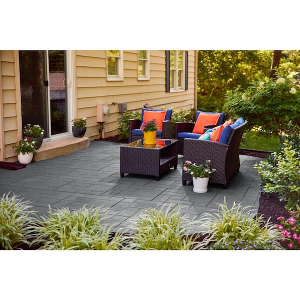 24 in. x 24 in. Gray Dual-Sided Rubber Paver (50-Pack)