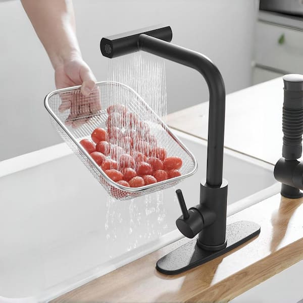 14 in. H x 10 in. W x 7.7 in. D Stainless Steel Kitchen Faucet with Pull Down Sprayer for Kitchen Sink, Black (1-Pack)