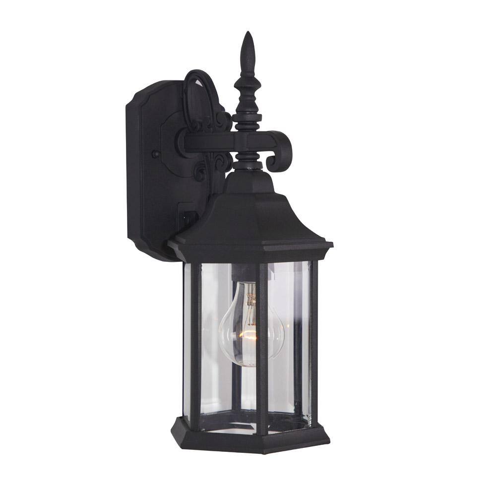 Black Cast Aluminum 14.25" Outdoor Wall Lantern with Clear Glass