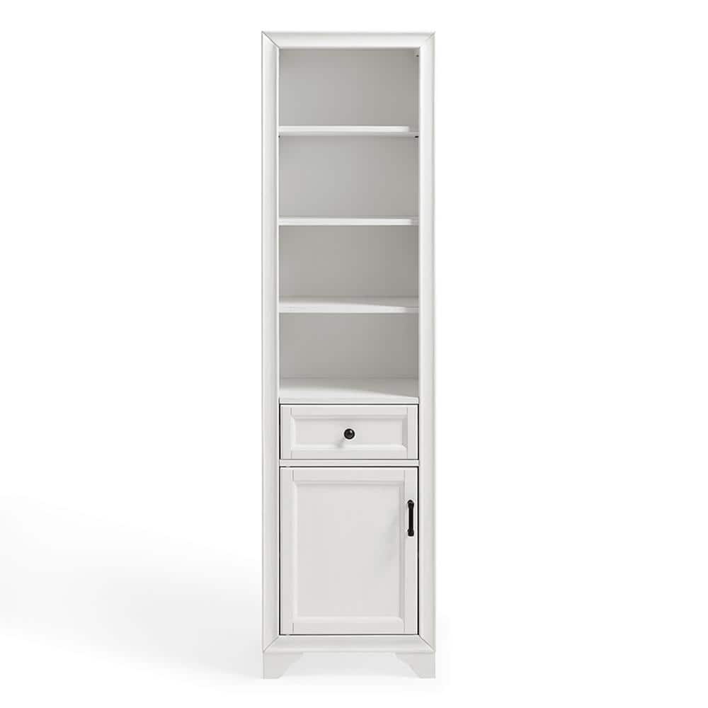 Tara White Linen Cabinet with Adjustable Metal-Hardware Shelving