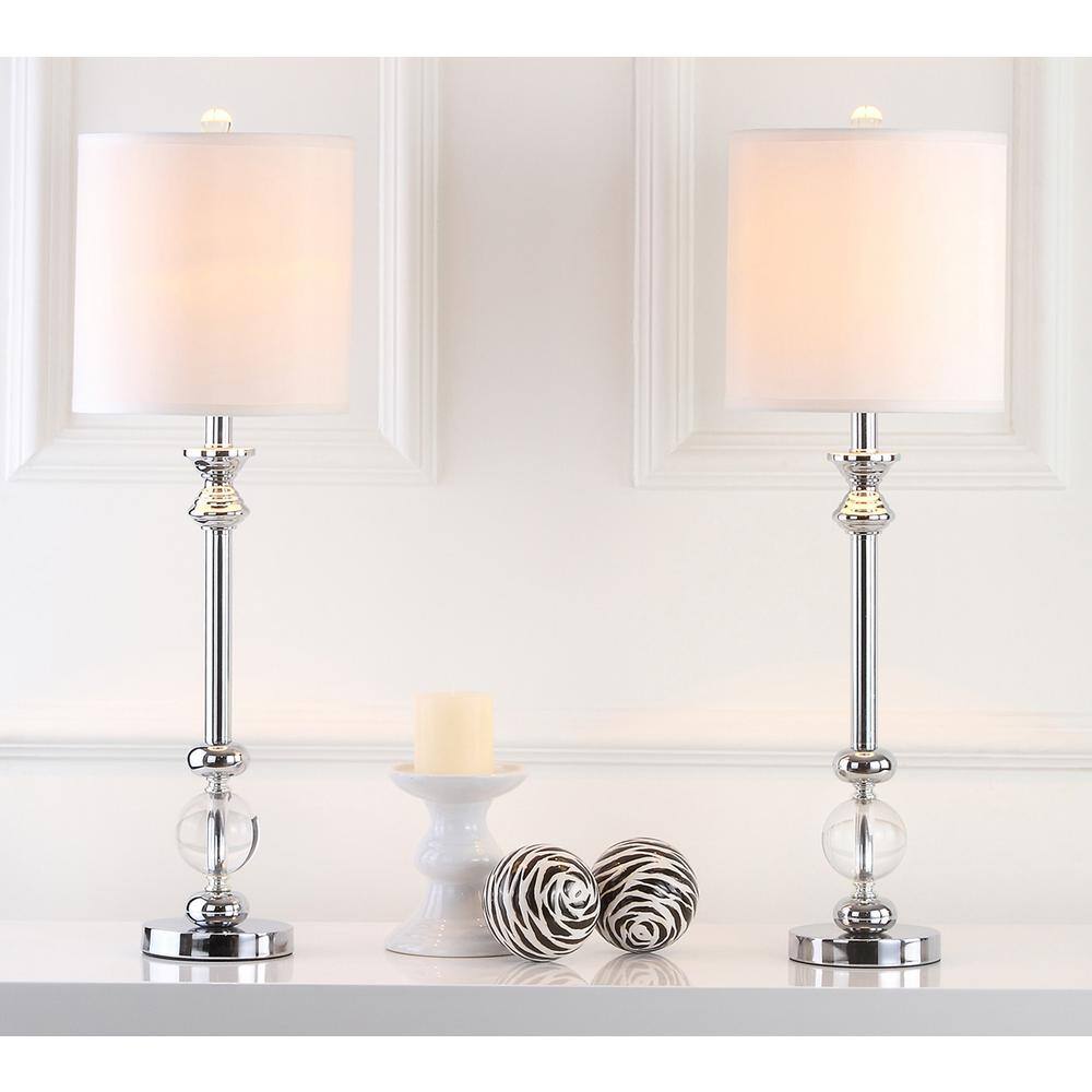 Erica 31" Clear Crystal and Chrome Candlestick Table Lamp Set