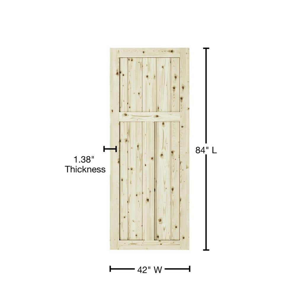 84'' Unfinished Knotty Pine Solid Wood Paneled Barn Door