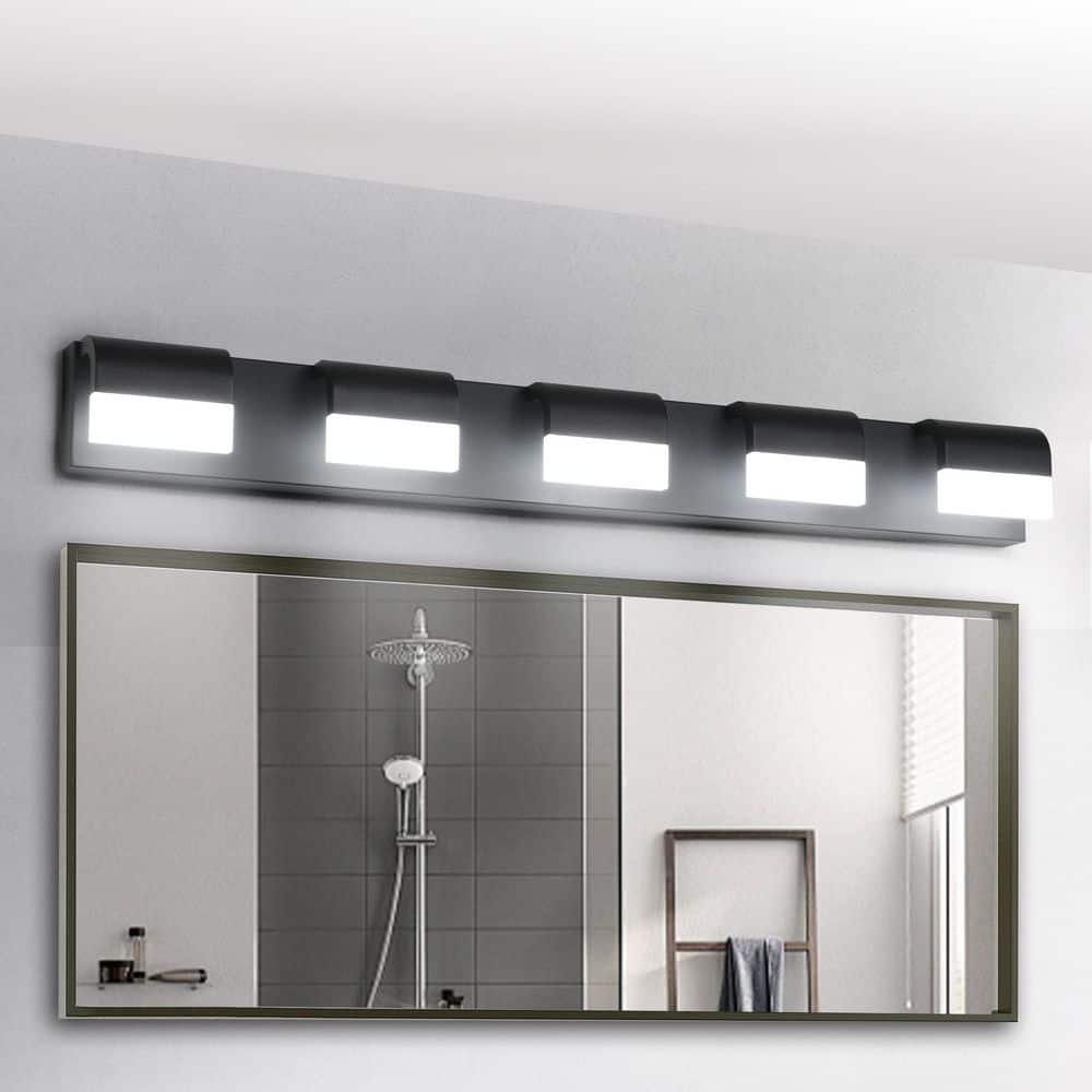 38 in. 5-Light Black LED Vanity Light price history on PriceWatchPro