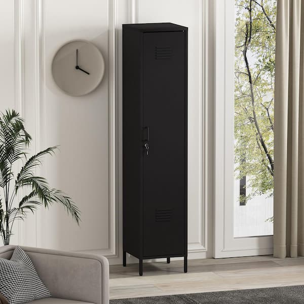 Manhattan Comfort Naomi 5-Adjustable Shelf Steel Single Locker Storage Cabinet in Black