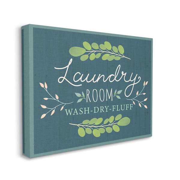 Stupell Industries "Laundry Room Eucalyptus Branches Blue Pattern" by Louise Allen Unframed Country Canvas Wall Art Print 16 in. x 20 in.